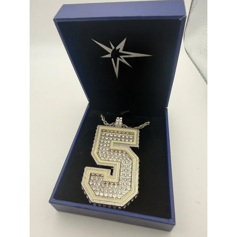 Wander Franco Number 5 Rhinestone Pendant Necklace Dex Imaging Collectible Box